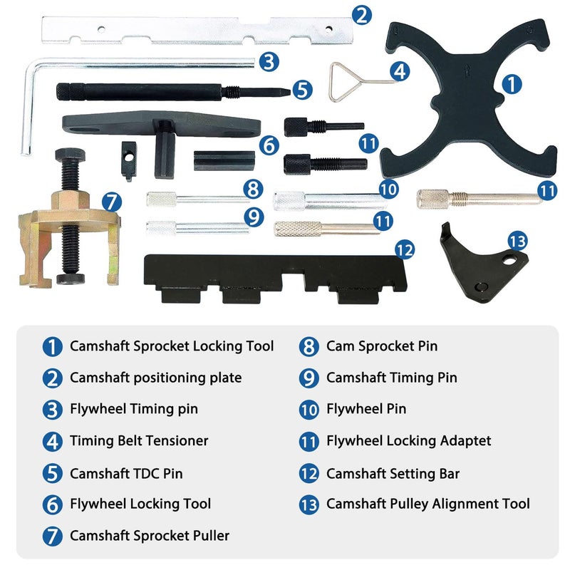 DPTOOL مجموعة توقيت المحرك DPTOOL متوافقة مع أدوات قفل عمود الكامات لفورد ومازدا 1.4 1.6 1.8 2.0 Di/TDCi/TDDi ECOBOOST 1.6 Ti-VCT 1.5/1.6 VVT 2.3L 2.5L أداة تثبيت العمود 303-1097 303-1550 303-1556 - Image 2